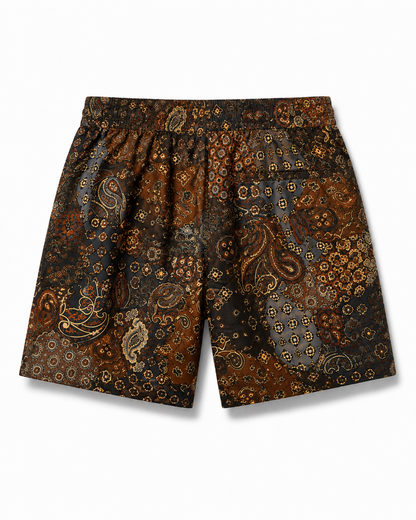 Bronze Tile Paisley Swim Trunks