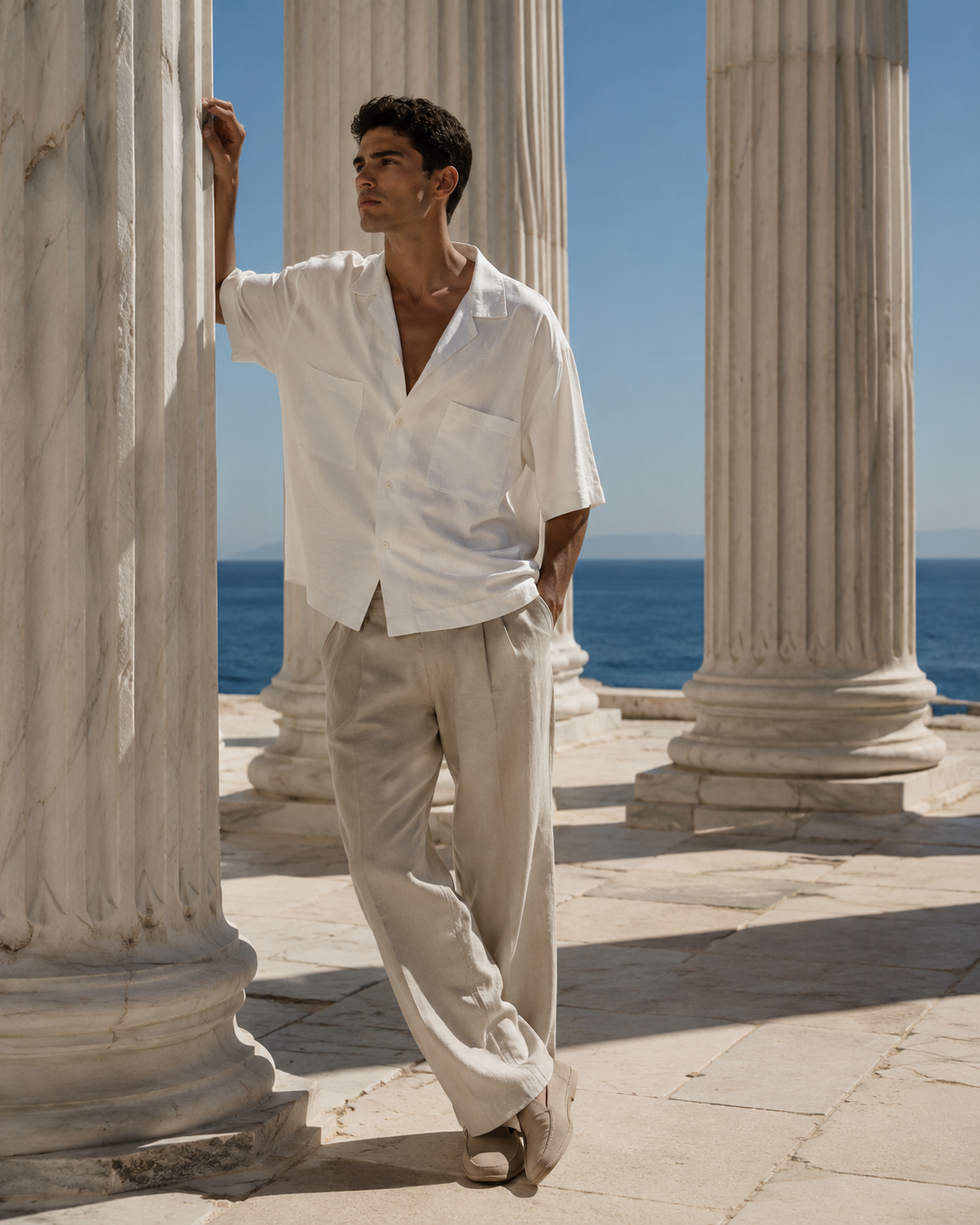Cyclades White Linen Shirt