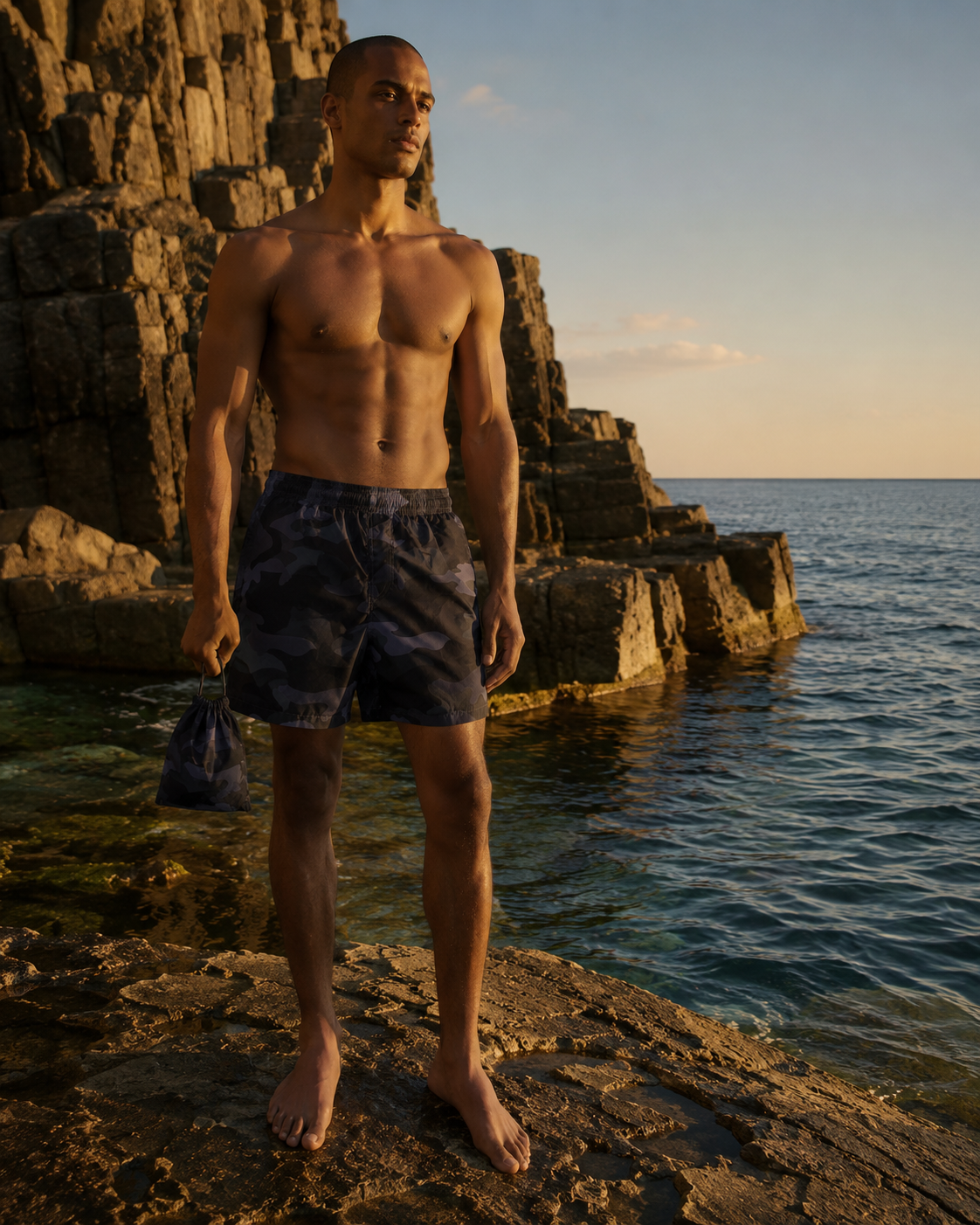 Black Sand Camo Swim Shorts