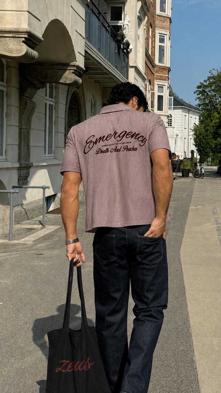 Santorini Rose Striped Resort Shirt additional lifestyle view